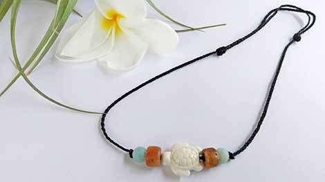 Howlite Turtle Amazonite Anklet with franigpani