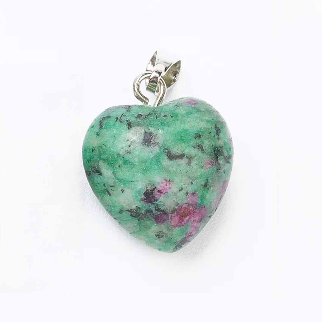 Ruby Zoisite Heart on white background