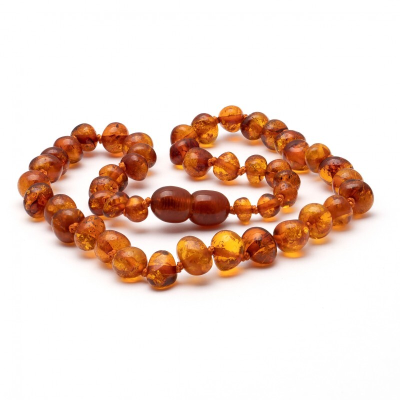 Amber Teething Necklace on a white background
