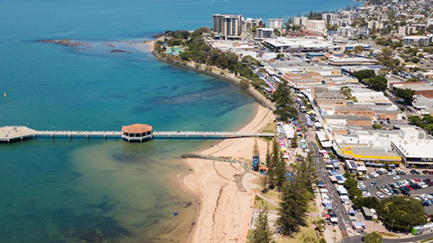 Aerial voew Redcliffe Jetty Markets