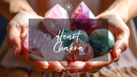 Display of crystals for Heart Chakra alignment