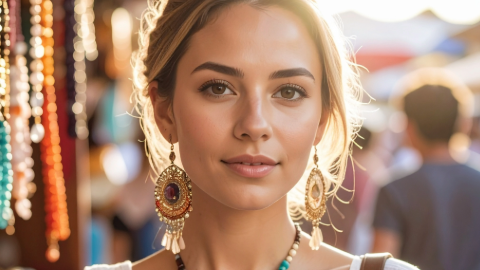 Woman Wearing Crystal Jewellery