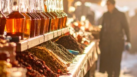 Row of Bottles and Spices