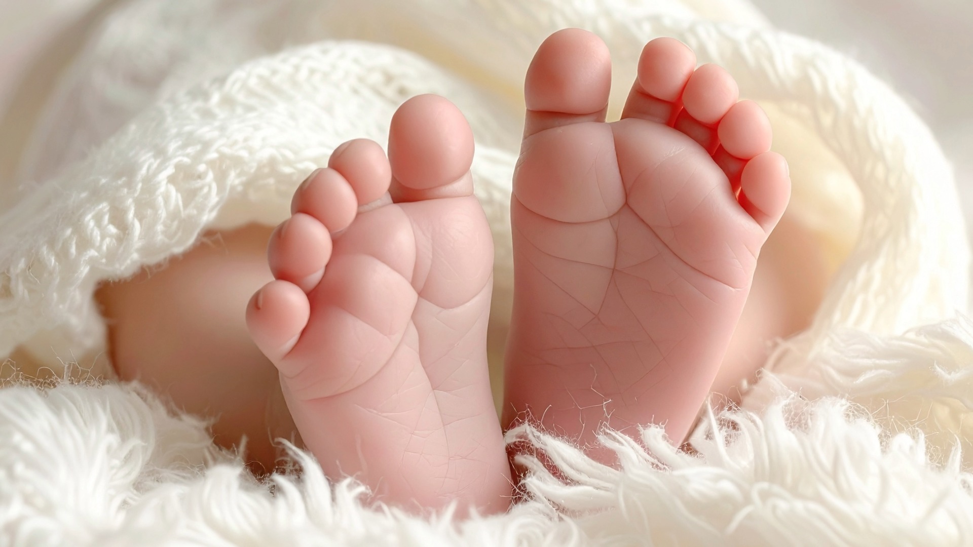 Baby feet wrapped in rug Baby feet wrapped in rug
