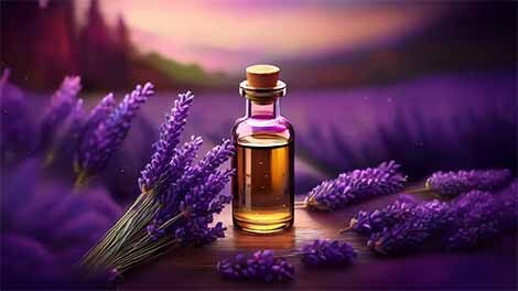 Lavender plants flowers Essentials Oil Bottle