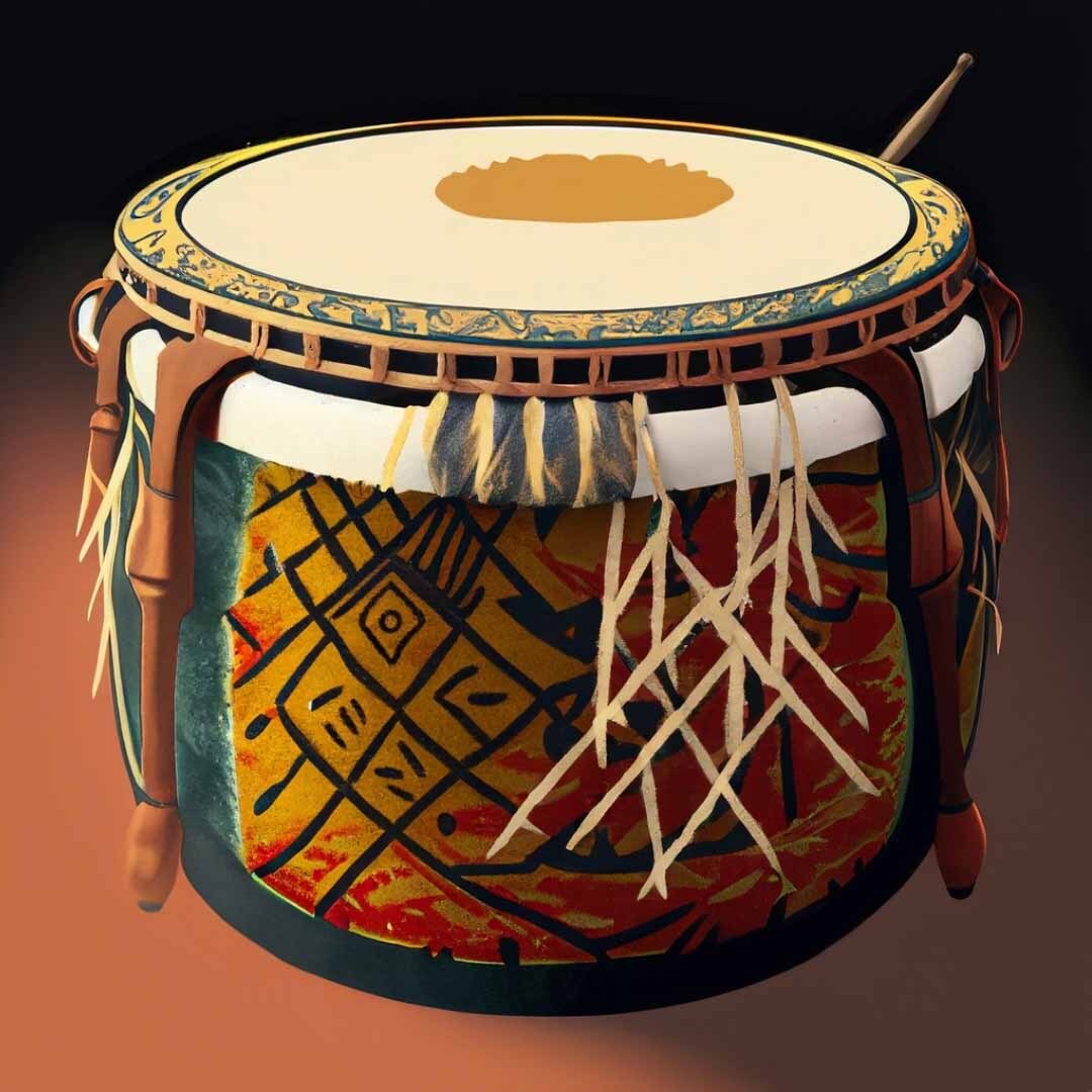 native drum on brown background