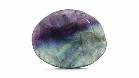 Rainbow Fluorite Palm Stone on white background