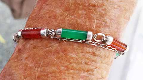 Silver and Jade bracelet on wrist